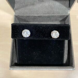 14 karat gold cubic zirconia earrings. New with box. Approximately 1.5-2 karat